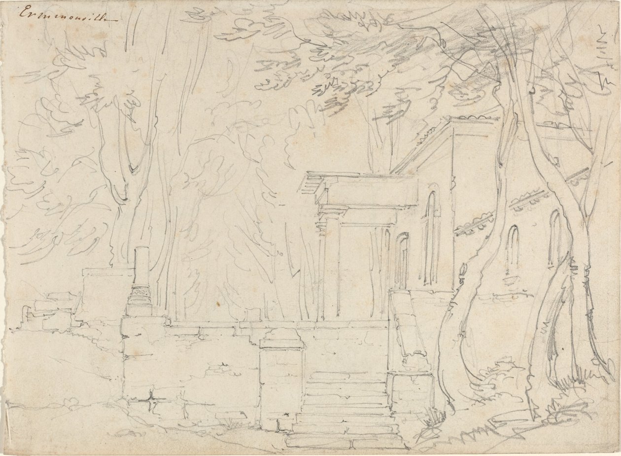 House with a Portico at Ermenonville by François Edouard Bertin