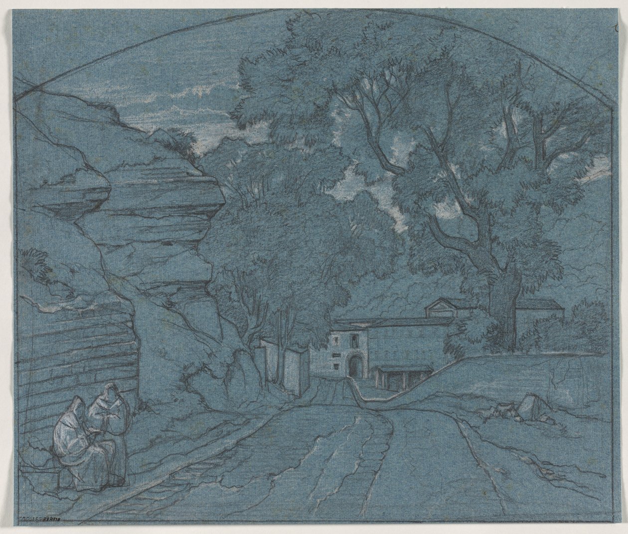 Landscape with Two Monks by François Edouard Bertin