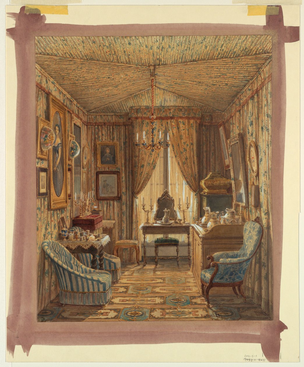 Interior of a Dressing Room with Tented Ceiling, 1848 by Francois Etienne Villeret