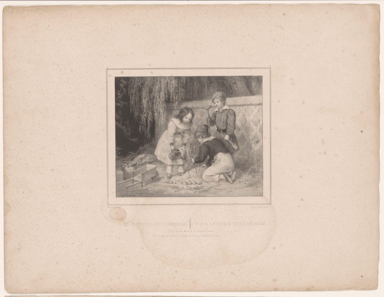 Three Children Gardening by François Grenier