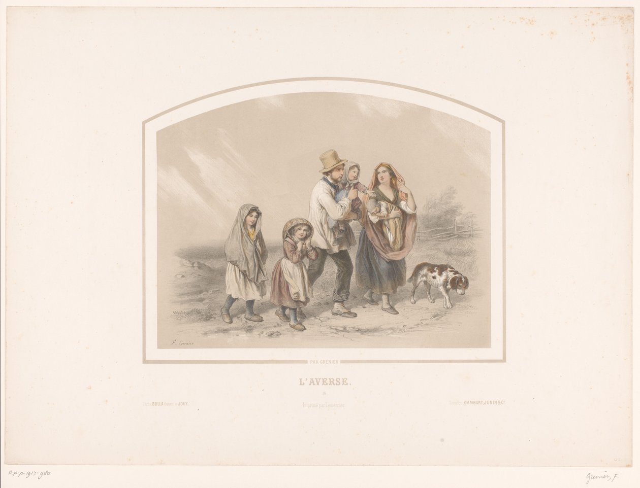 Family with Dog in a Downpour by François Grenier