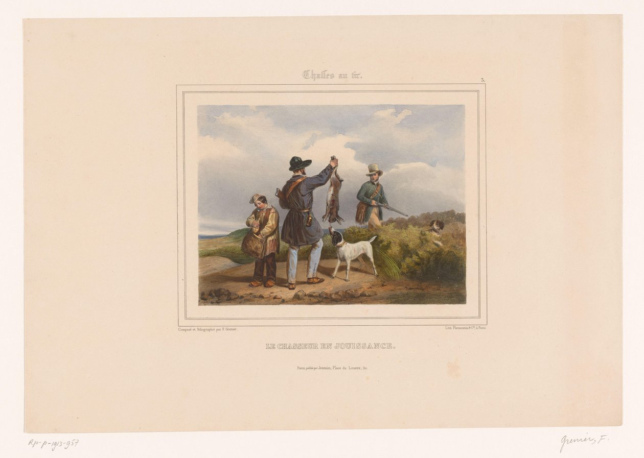 Hunter Showing Another Hunter His Shot Hare by François Grenier