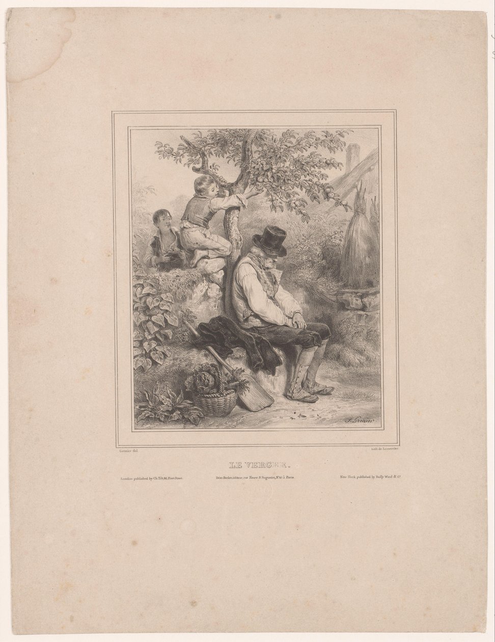 Two Boys Picking Apples from a Sleeping Farmer by François Grenier