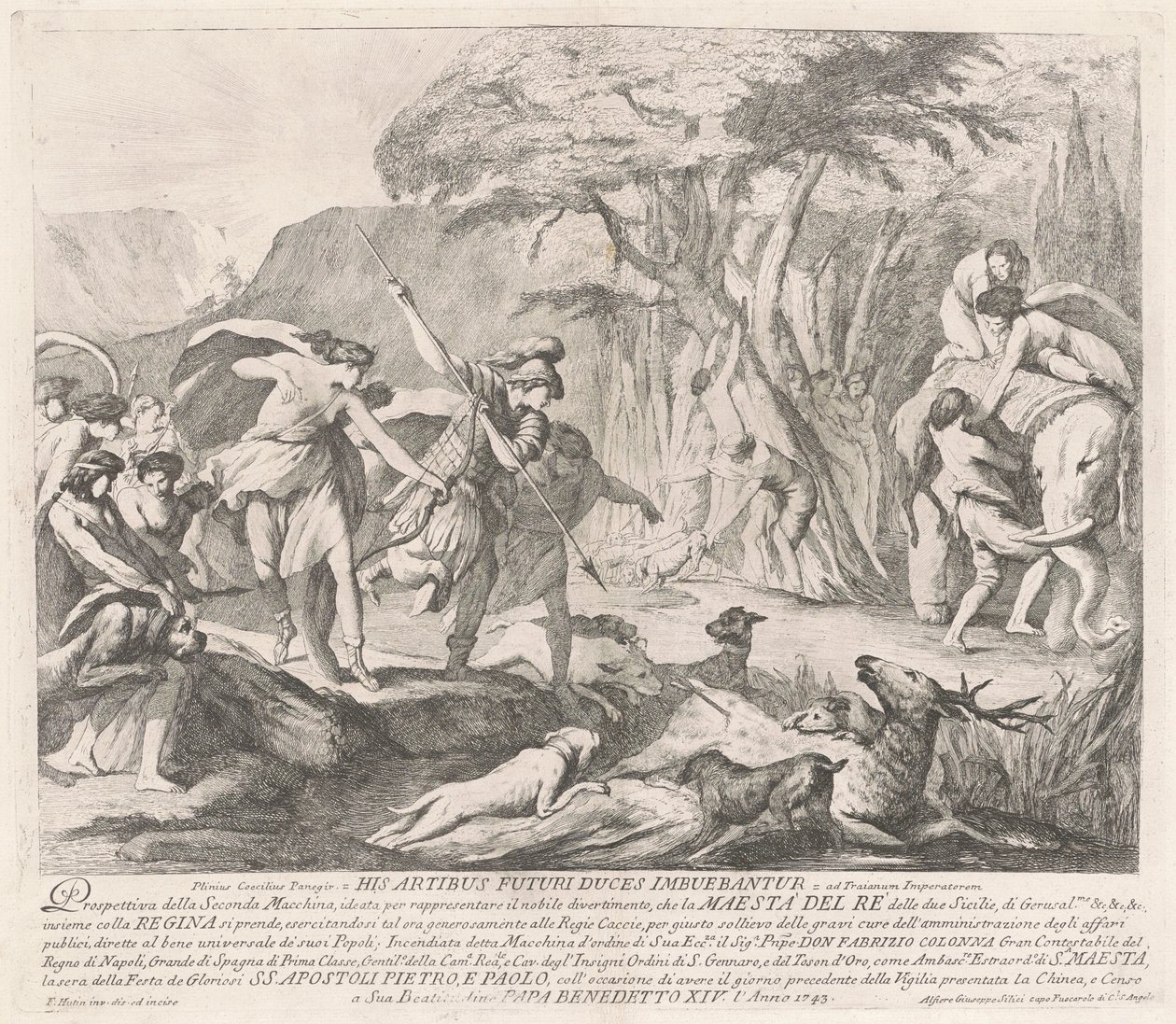 The Seconda Macchina for the Chinea of 1743: The Royal Hunt by François Hutin