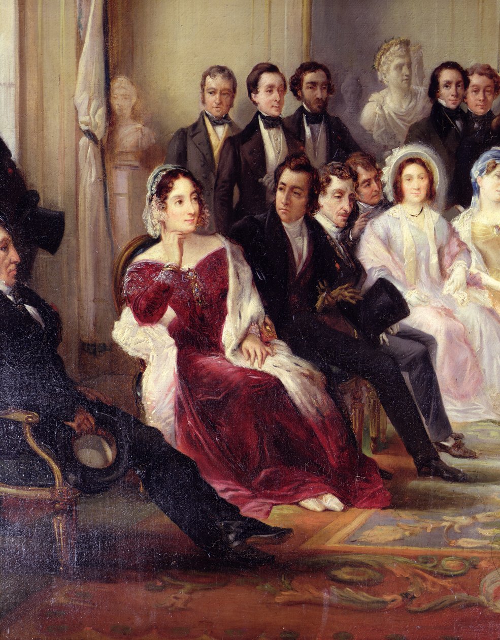 Francois Andrieux Reading his Tragedy Junius Brutus in the Foyer of the Comedie Francaise, 26th May 1828, 1847 (detail) by François Joseph Heim