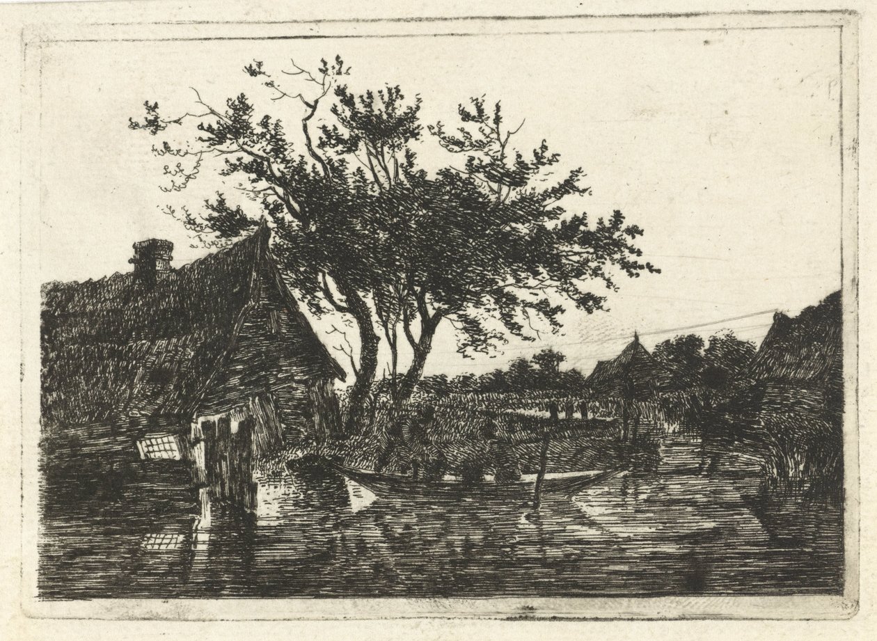 River Landscape with Farm by François Joseph Pfeiffer (II)