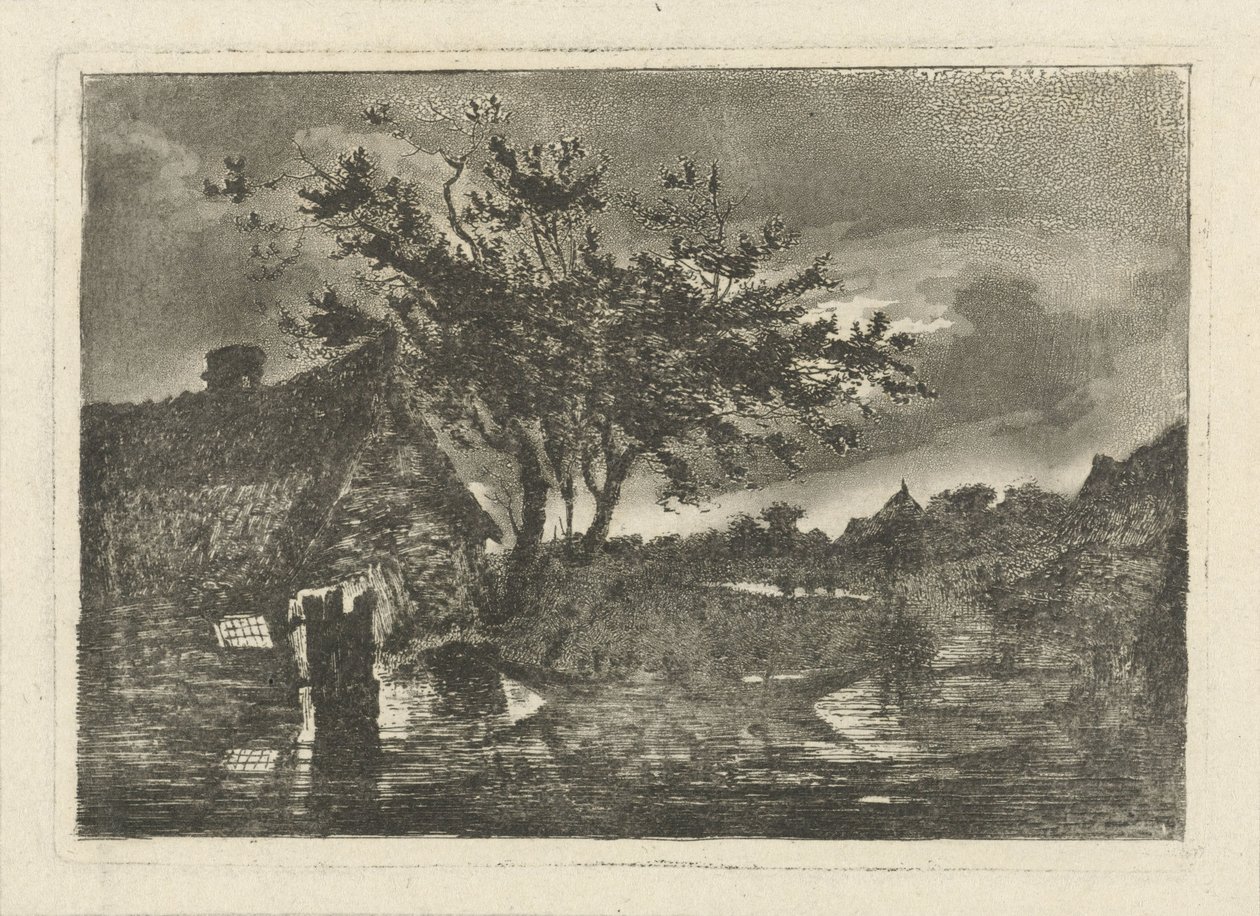 River Landscape with Farm by François Joseph Pfeiffer (II)