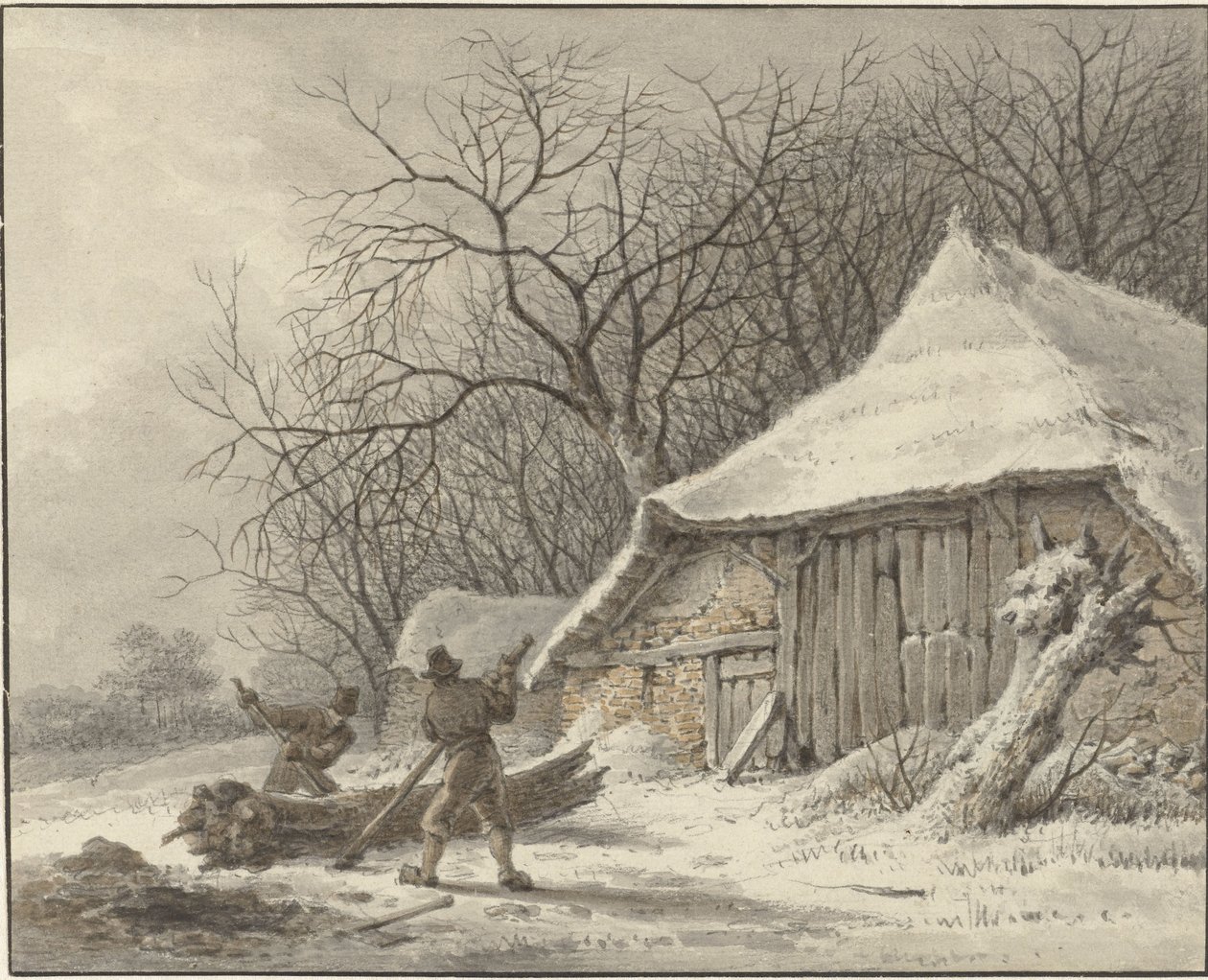 Winter Landscape with Farm at Voorbroek in Terborg by François Joseph Pfeiffer (II)