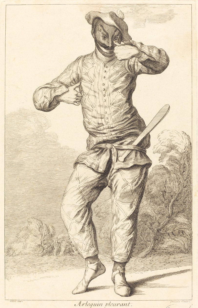 Arlequin pleurant by François Joullain after Claude Gillot