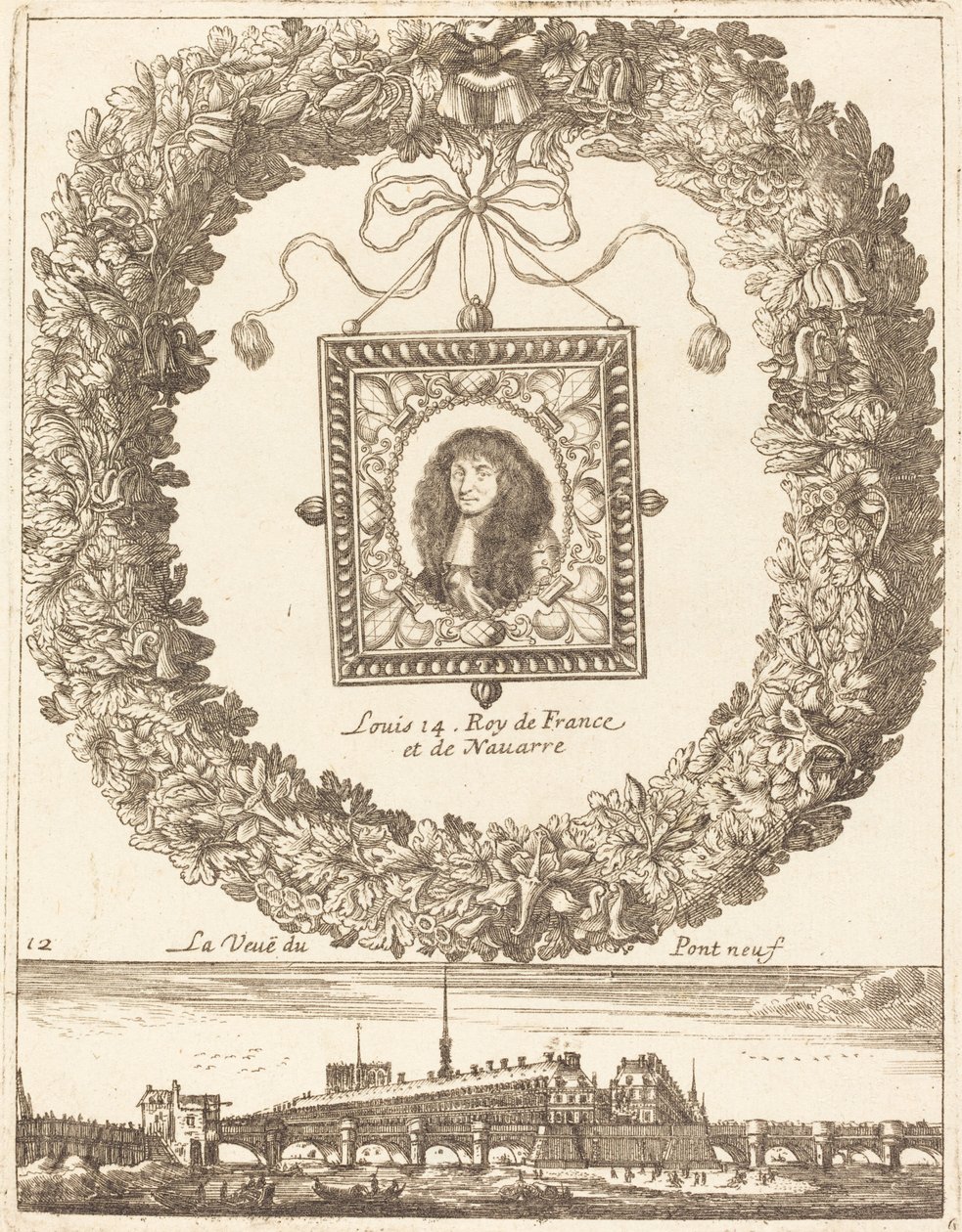 The View of Pont Neuf; Louis XIV King of France and Navarre by François Le Febvre
