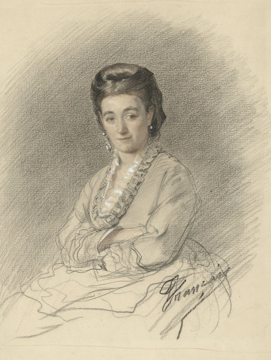 Seated Lady, Arms Crossed by François Louis Français (signed by artist)