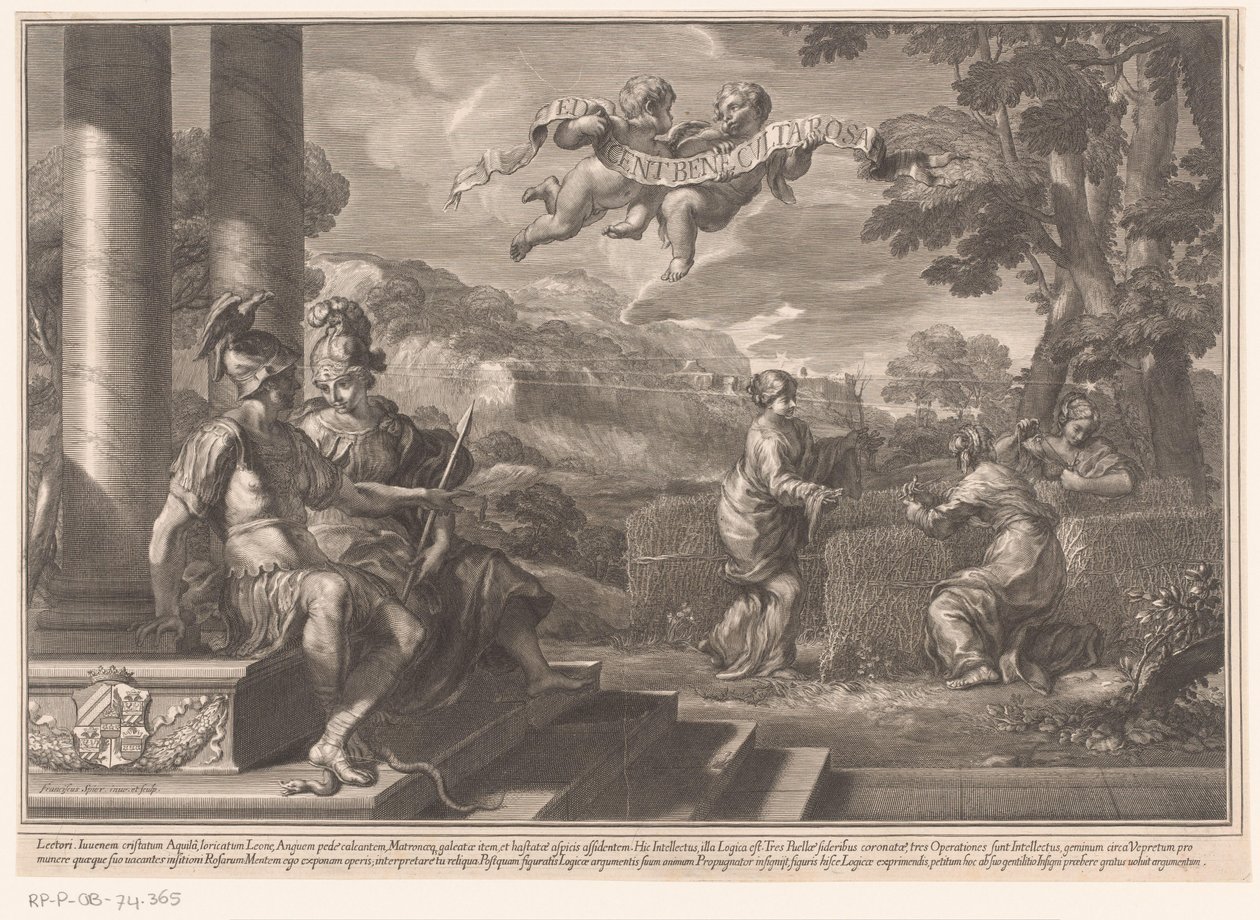 Seated Personifications of Genius and Philosophy with Nymphs Planting Roses by François Spierre