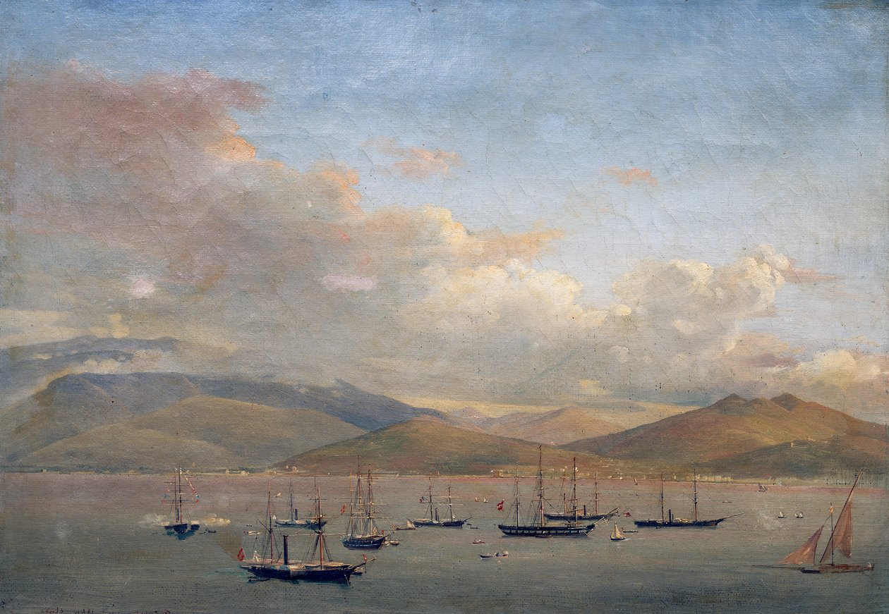 Neapolitan, French and Spanish Fleets in Bay of Gaeta by François Vervloet