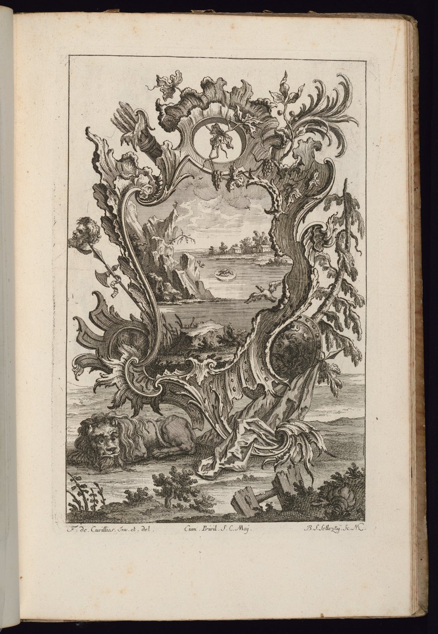 Cartouche with Carquois and Lion, Book of Irregular Cartouches by François de Cuvilliés the Elder