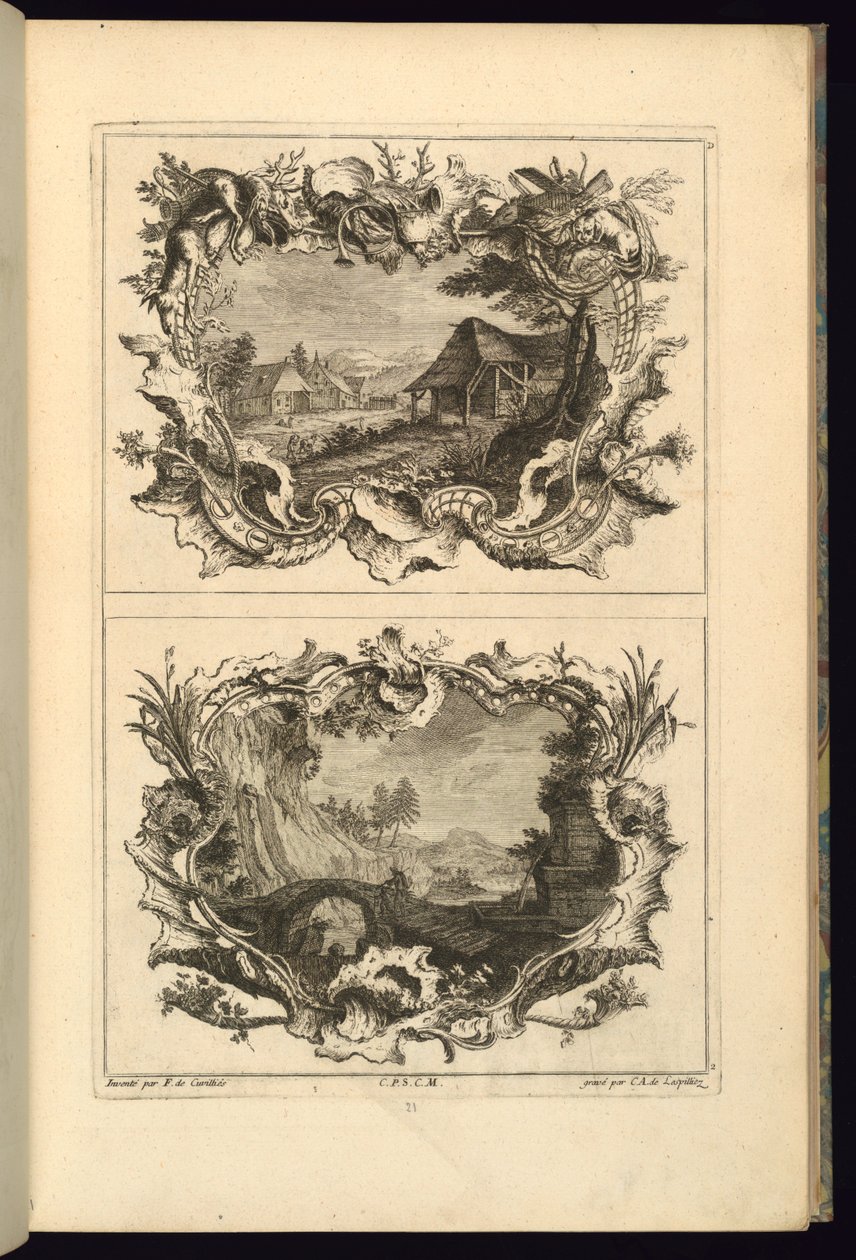 Design for Two Cartouches by François de Cuvilliés the Elder