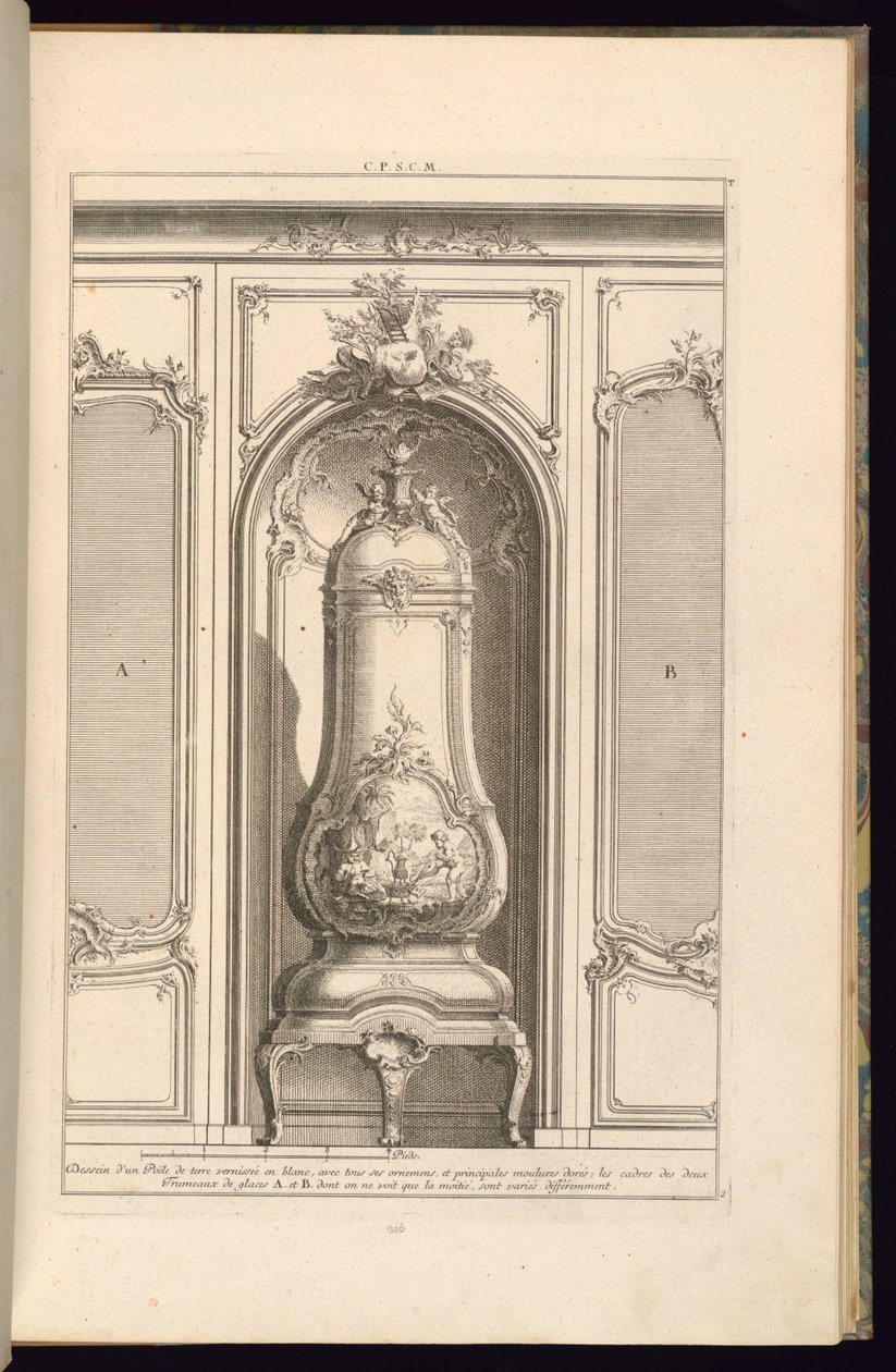 Design of a Glazed Earthenware Stove in White...Differently by François de Cuvilliés the Elder