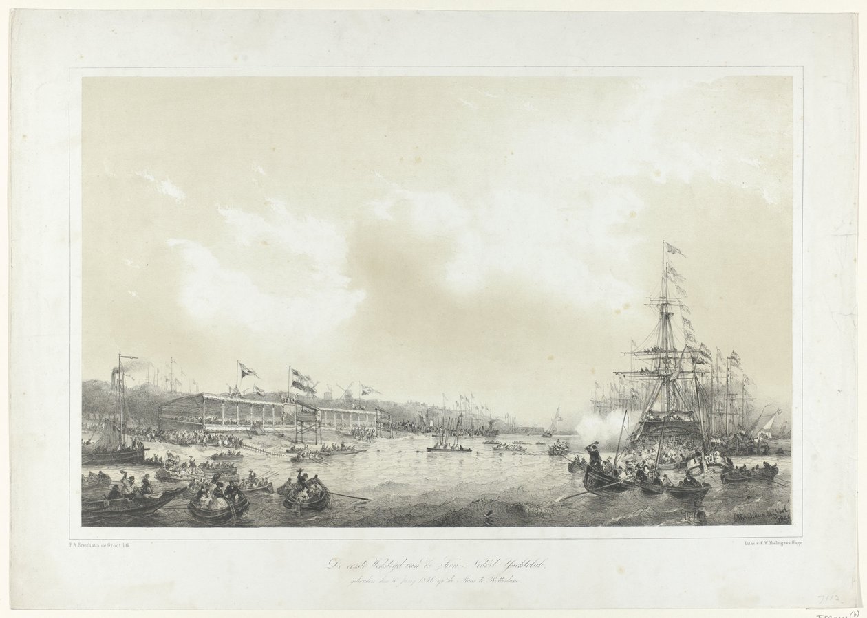 The First Race of the Royal Dutch Yacht Club, Held on June 10, 1846 on the Maas in Rotterdam by Frans Arnold Breuhaus de Groot