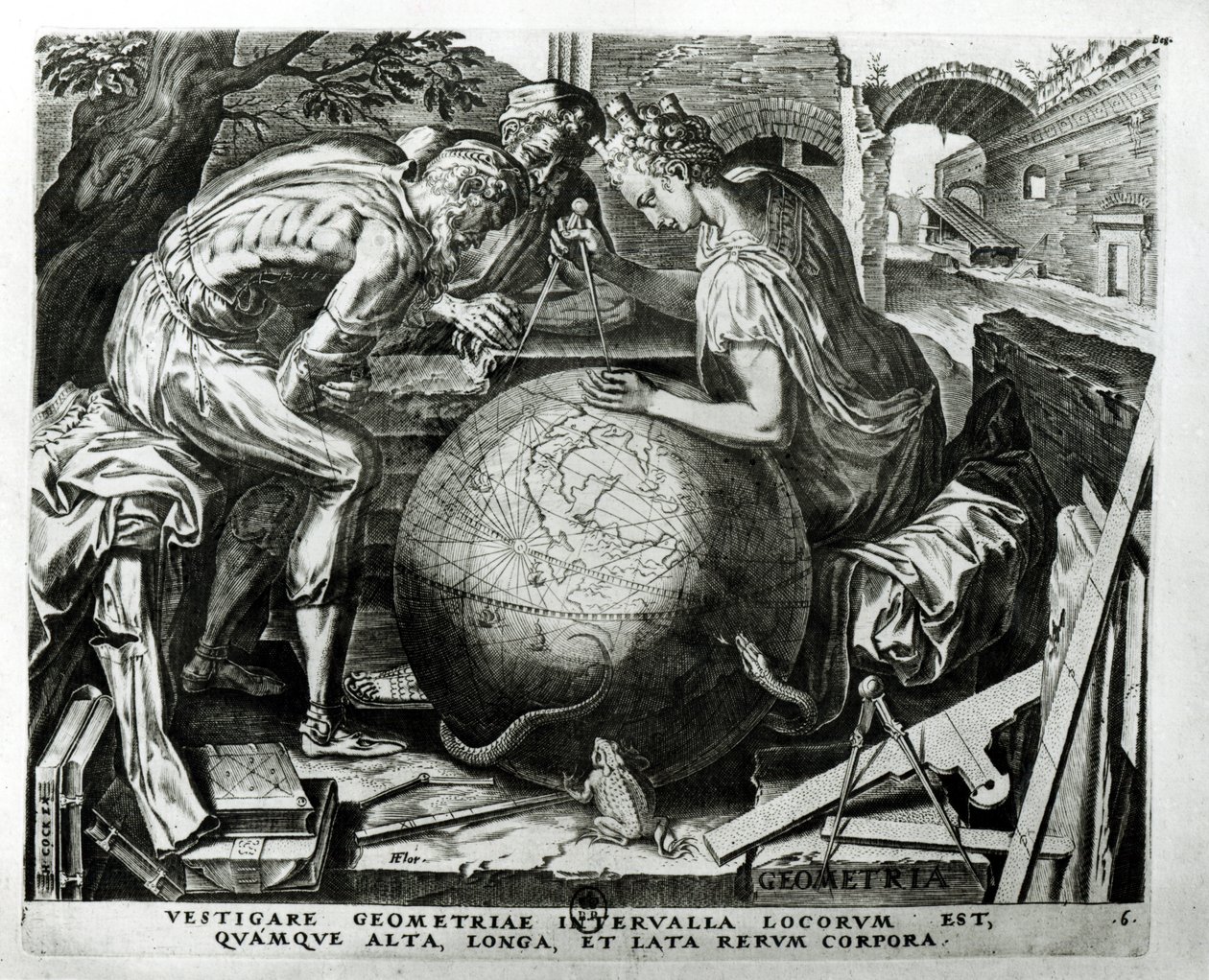 Geometry, engraved by Hieronymus Cock by Frans Floris
