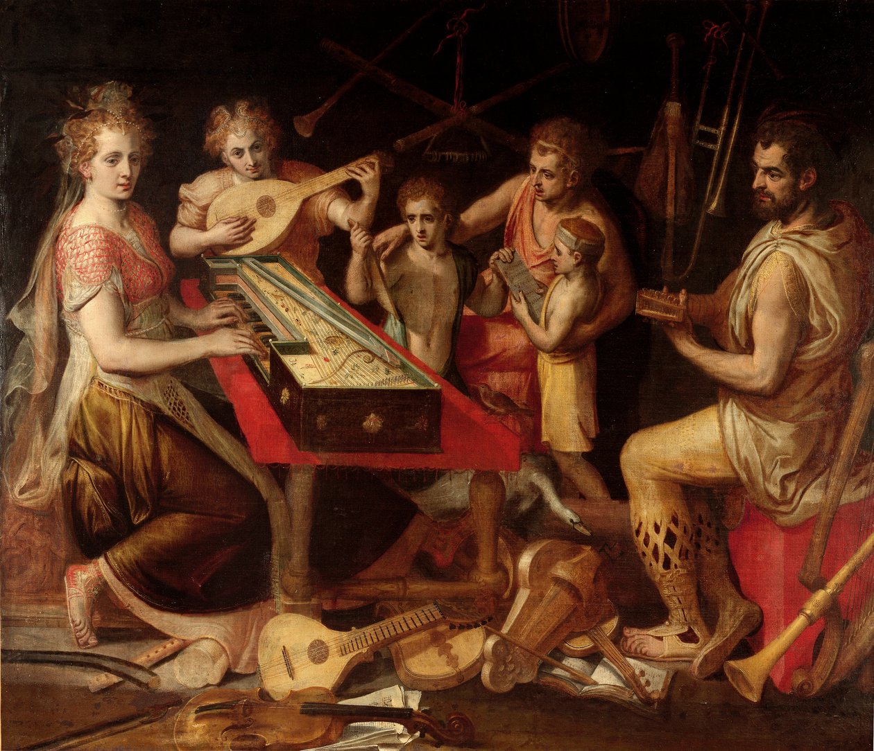 Music Characters. Allegory of musical instruments by Frans Floris (1515-1570) by Frans Floris
