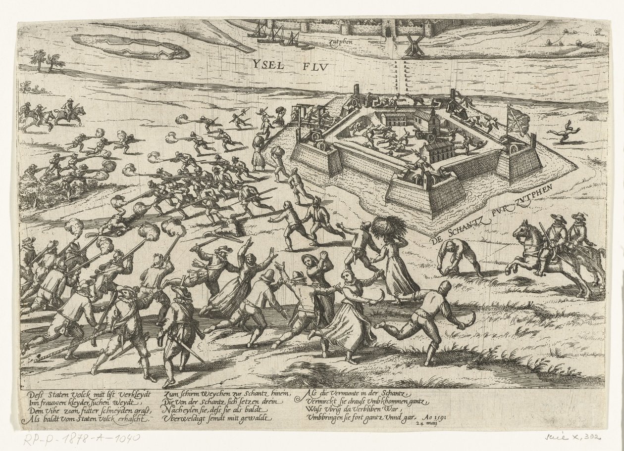 Capture of the Sconce at Zutphen, 1591 (Series: Dutch and Foreign Events, 1587-1612) by Frans Hogenberg (workshop of)