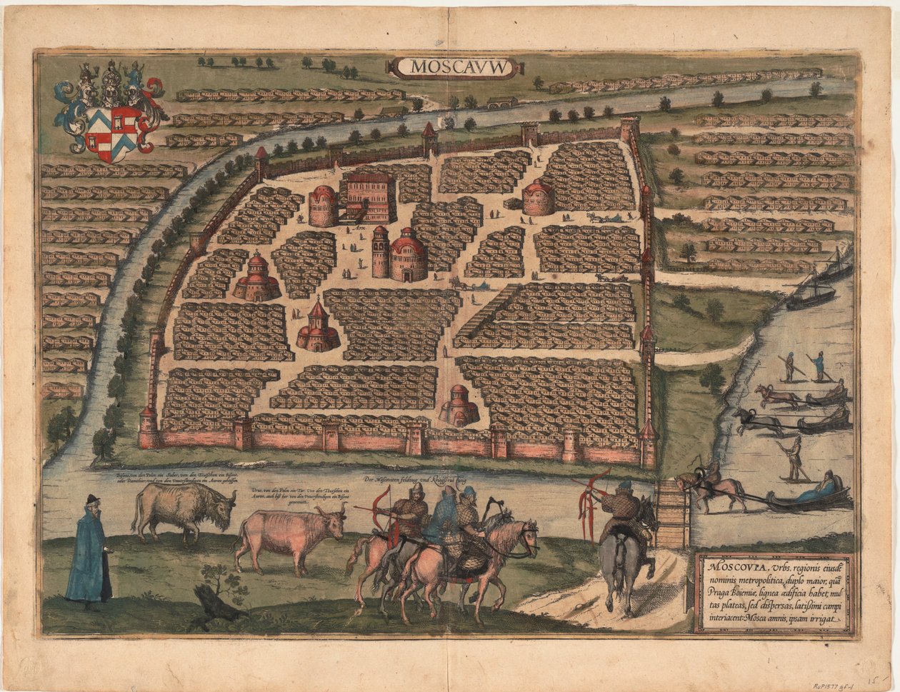 Map of Moscow of the 16th Century From: Civitates Orbis Terrarum by Frans Hogenberg