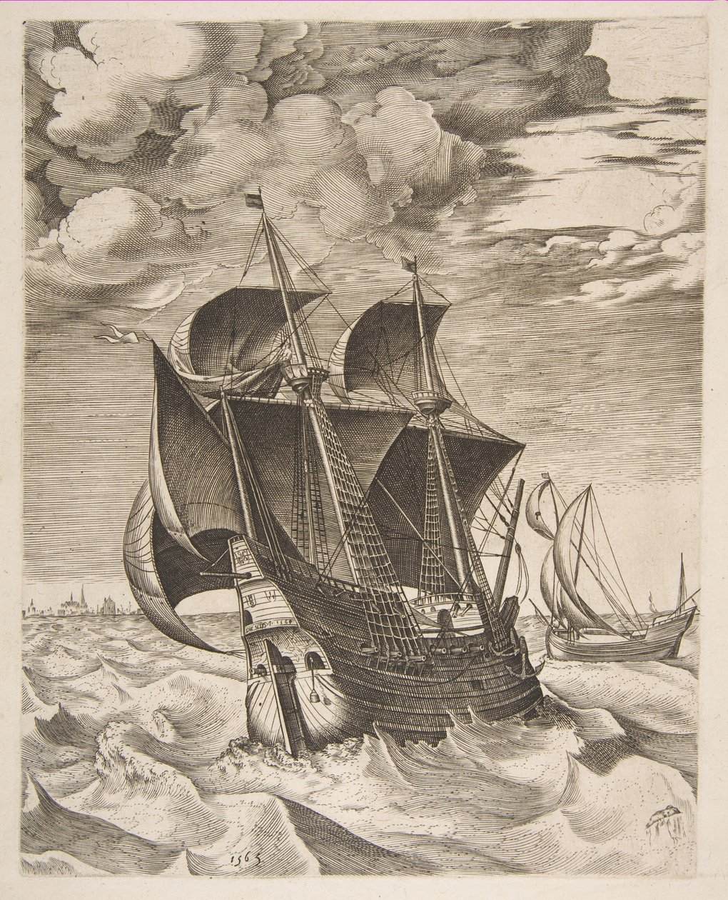 A Dutch Hulk and a Boeier from The Sailing Vessels, 1565 by Frans Huys