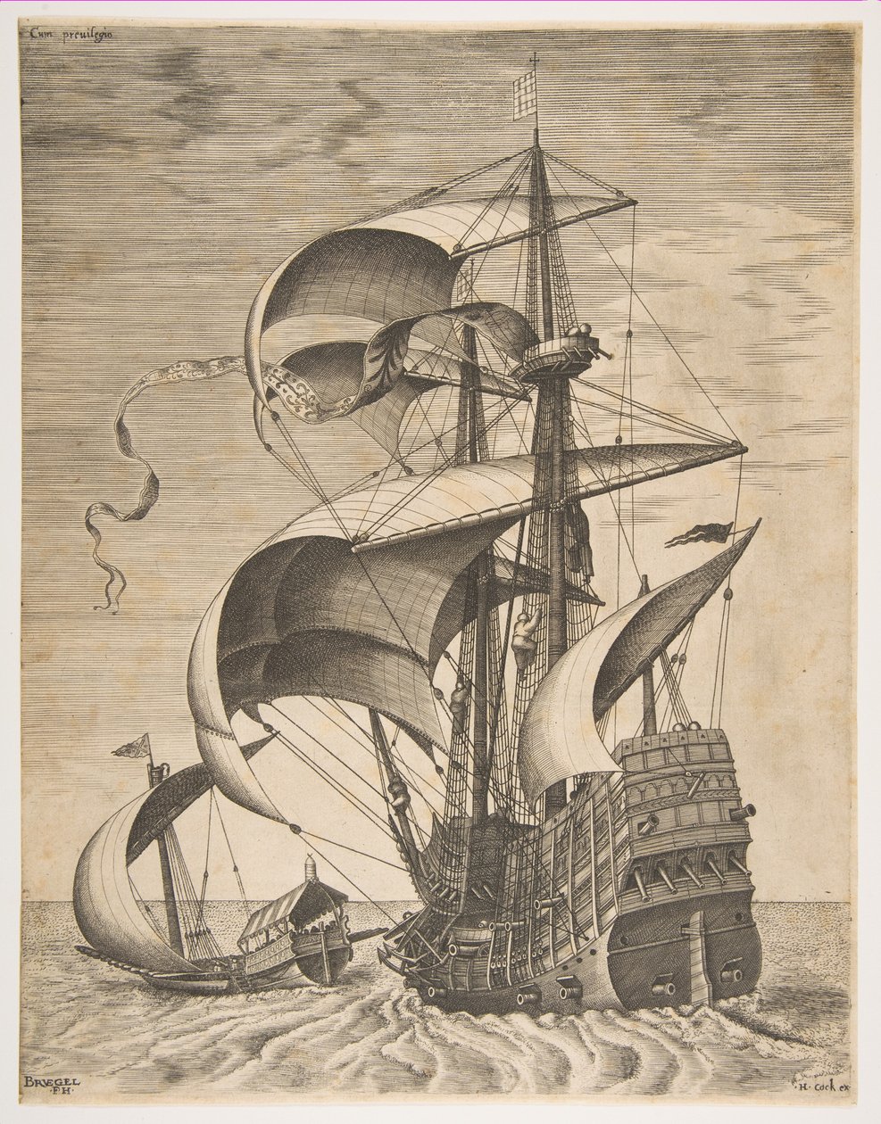 Armed Three-Master on the Open Sea Accompanied by a Galley, from the Series Sailing Vessels by Frans Huys