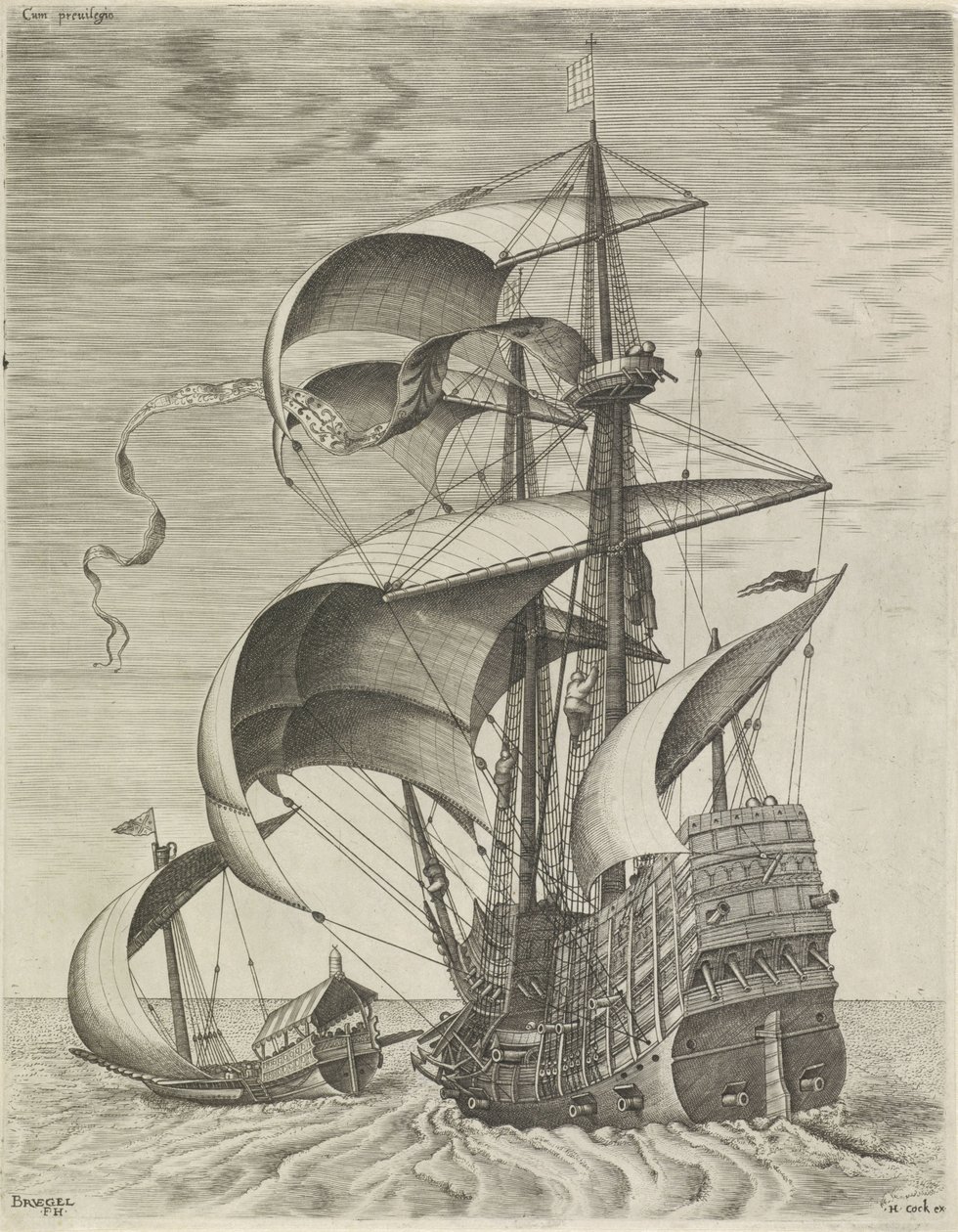 A Warship Accompanied by a Galley from Sailing Ships by Frans Huys