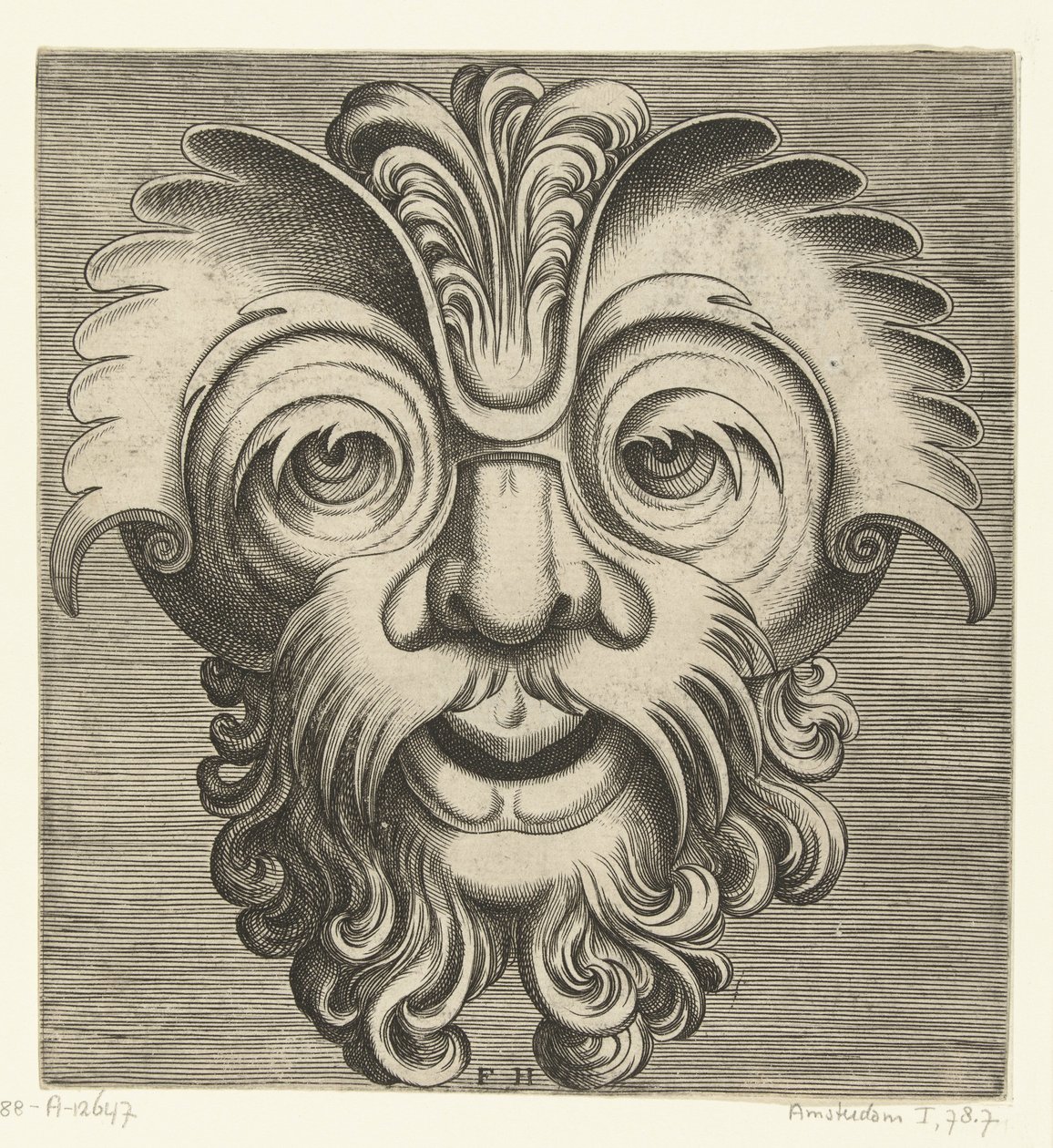 Mask with Beard and Mustache with Curls, a Tuft of Curls Resting on the Bridge of the Nose by Frans Huys