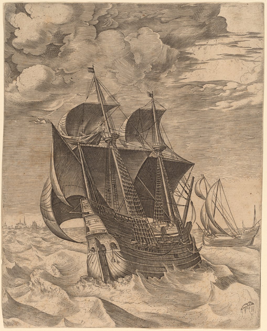 A Dutch Hulk and a Boeier by Frans Huys after Pieter Bruegel the Elder