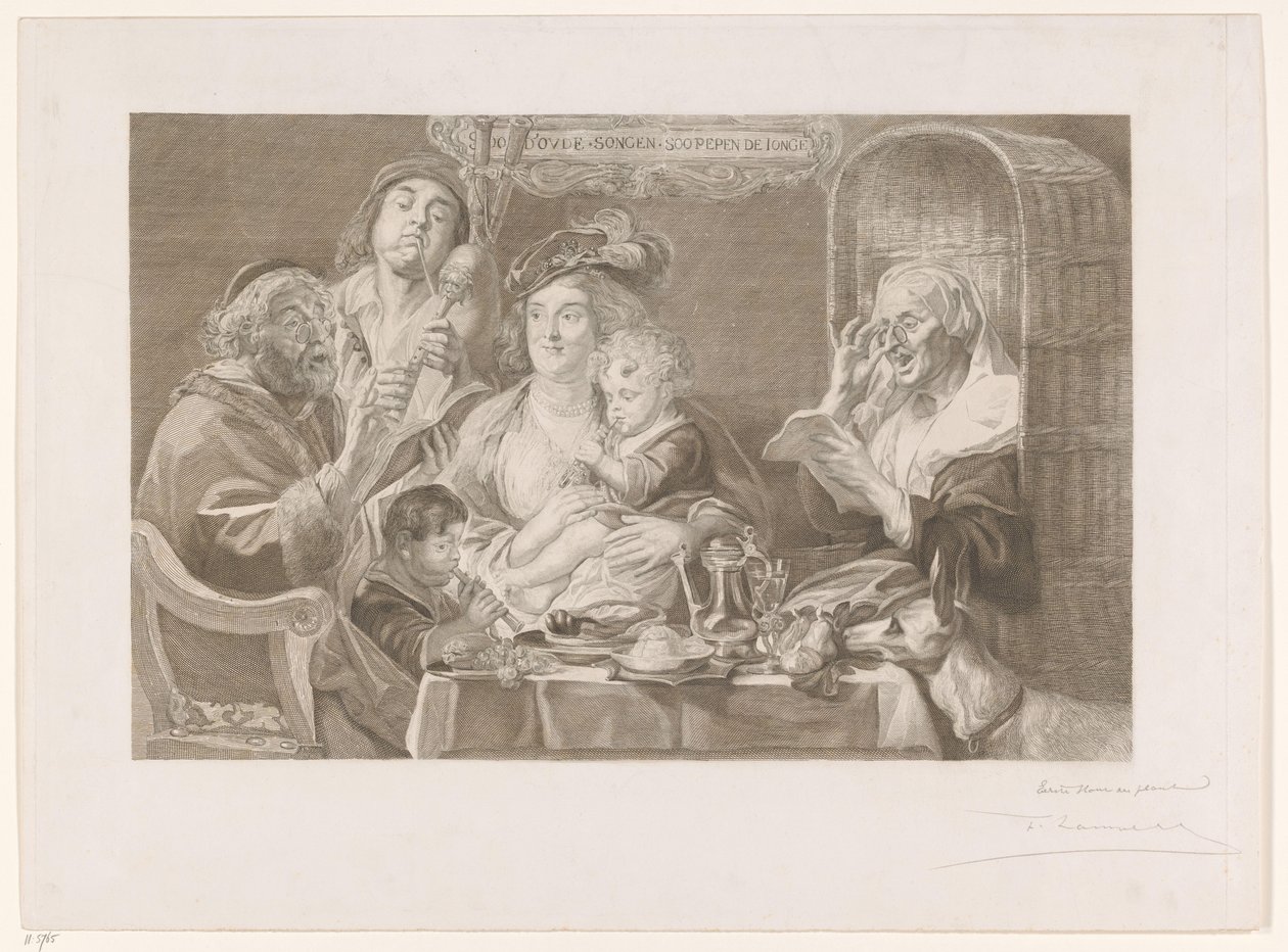 Music-Making Company at the Table by Frans Lauwers (signed by artist)