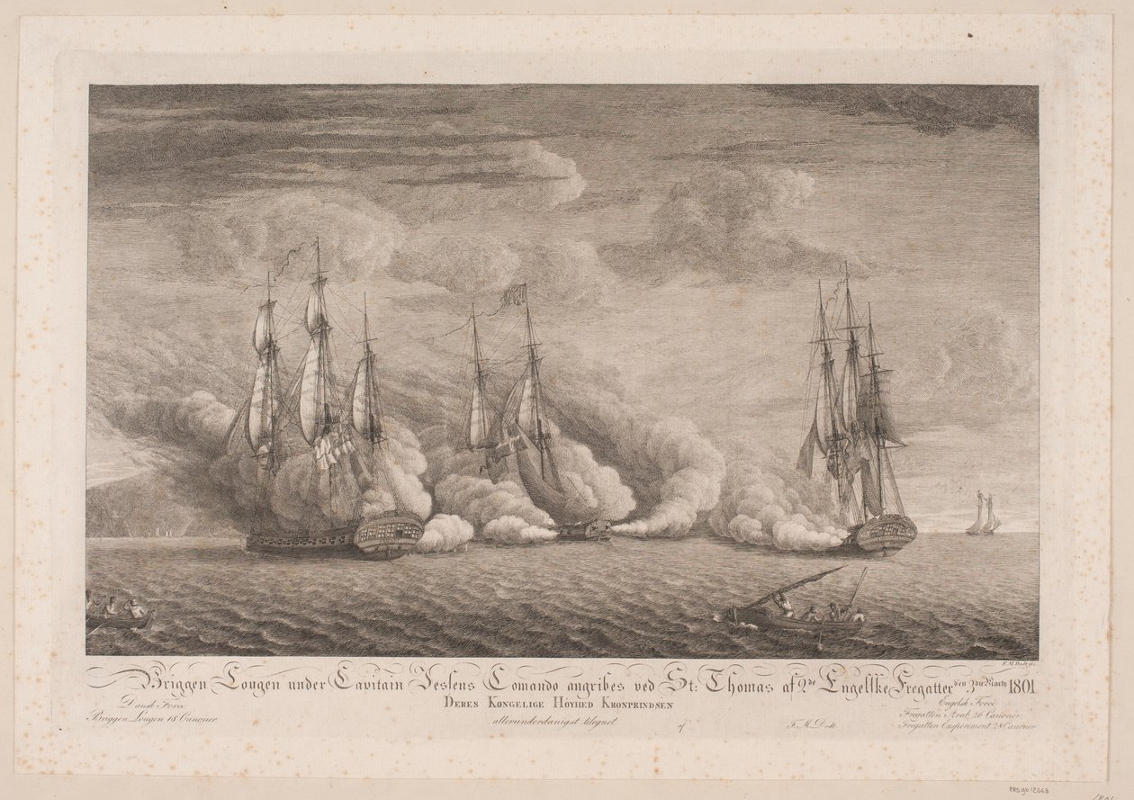 The Brig Lougen Attacked at St. Thomas, March 3, 1801 by Frans Martin Dodt