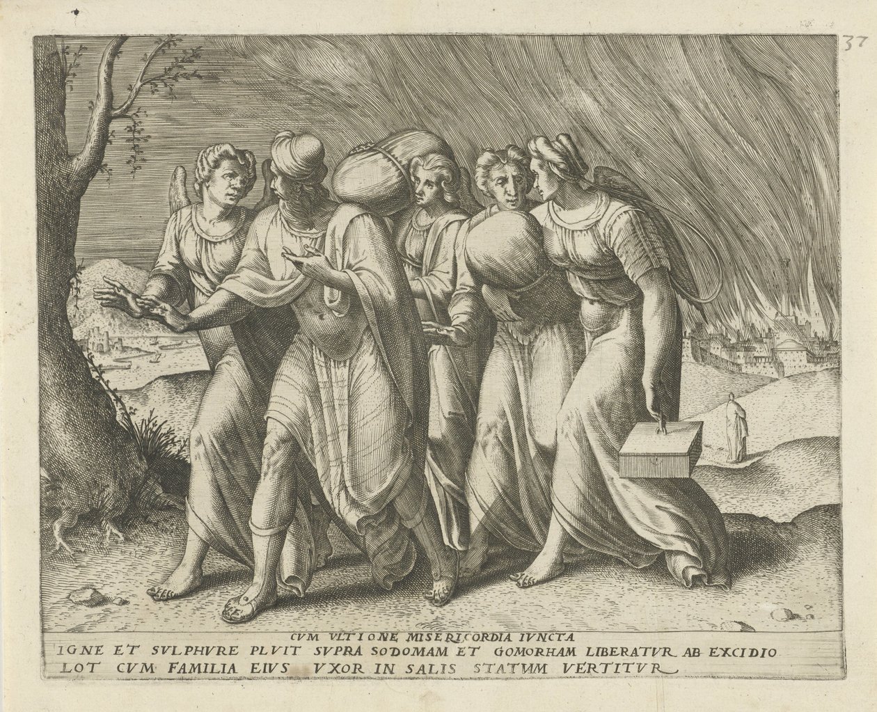 Lot Leaving Sodom from Cum Ultione Misericordia Juncta, History of Lot by Frans Menton