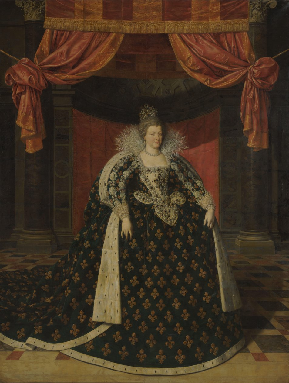 Portrait of Marie de Médicis, Queen of France, in Robes of State by Frans Pourbus (II) (workshop of)