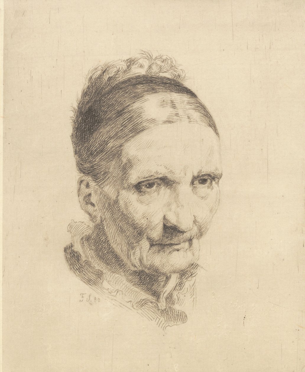 Head of an Old Woman, Madam Rasmussen by Frans Schwartz