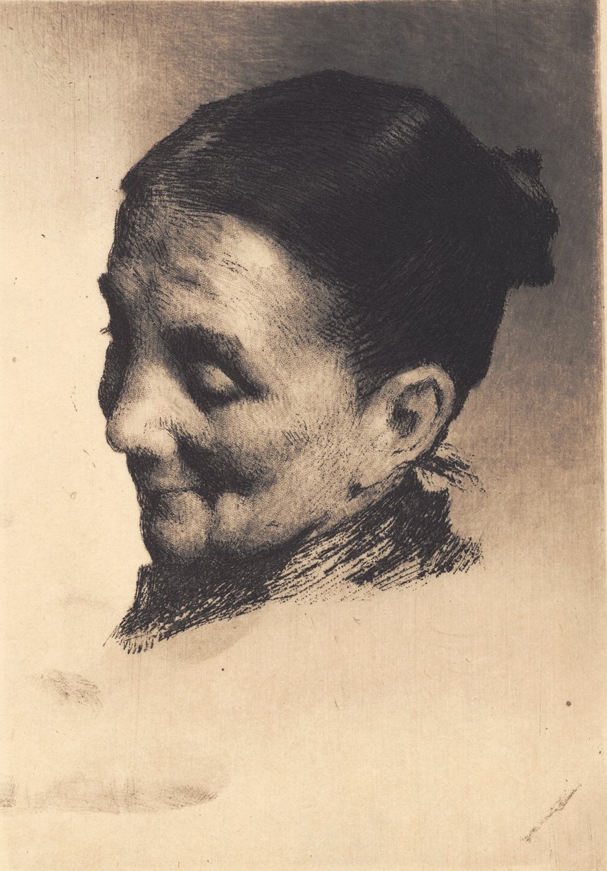 Head of an Elderly Woman with Downward Gaze, Facing Left by Frans Schwartz
