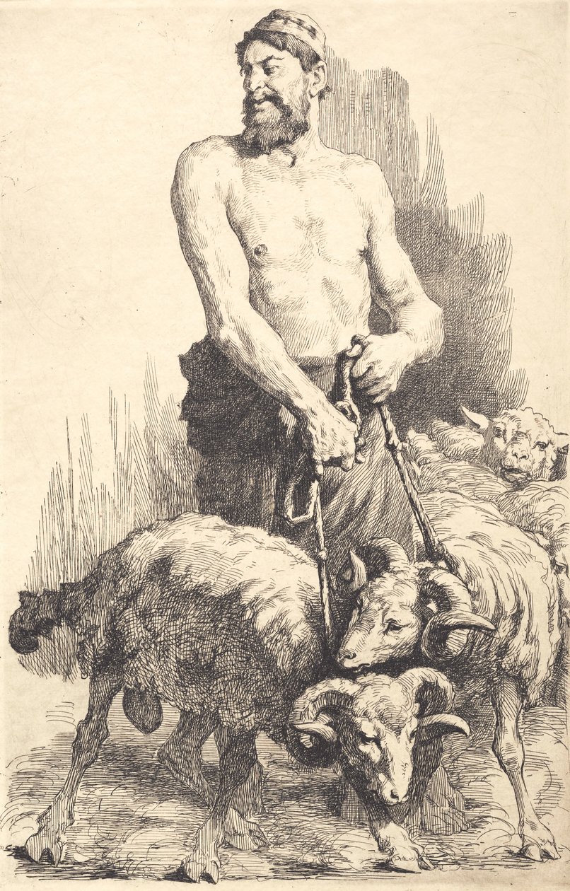 The Shepherd with the Rams by Frans Schwartz