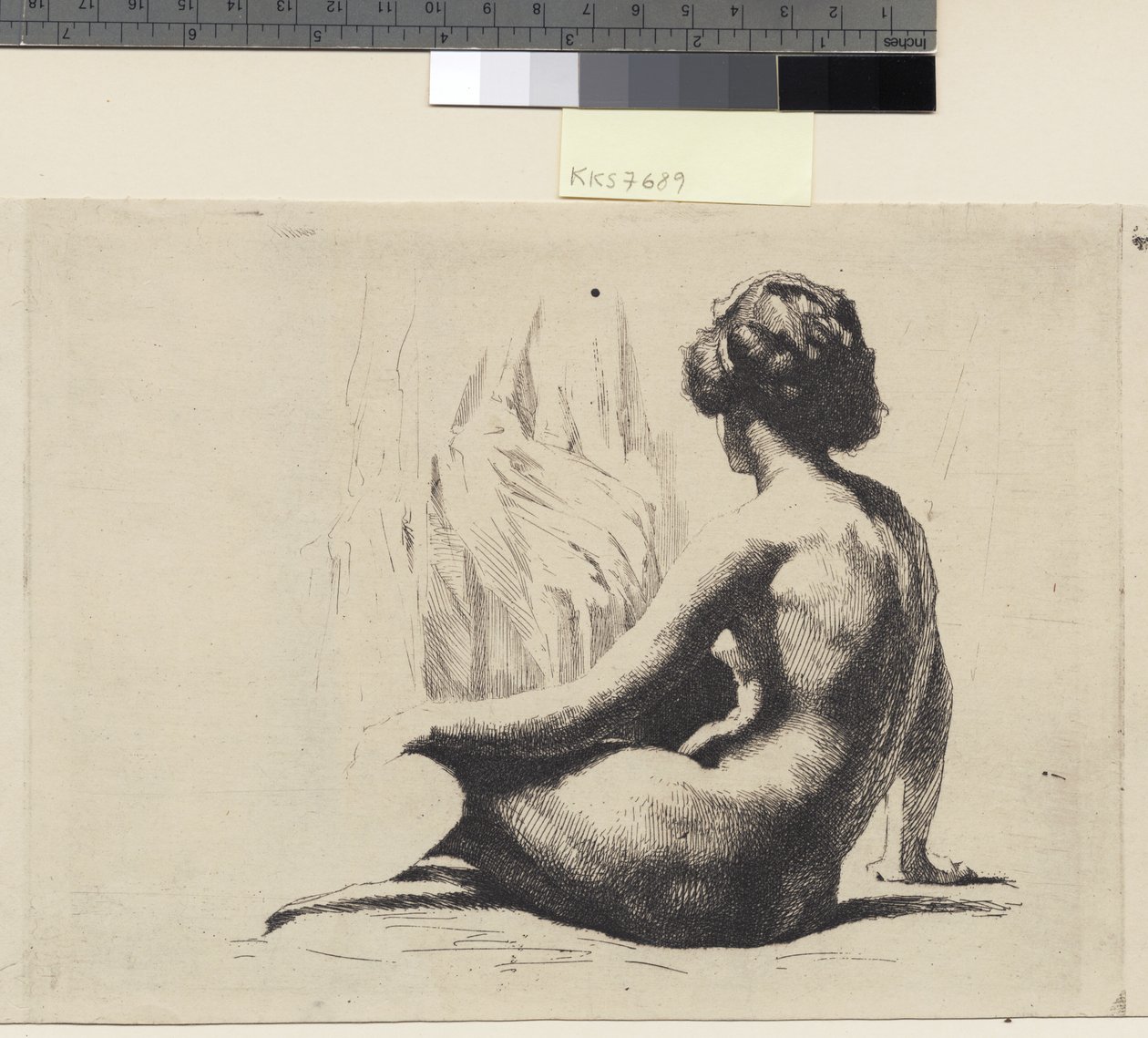 Nude Female Model Sitting on the Floor by Frans Schwartz