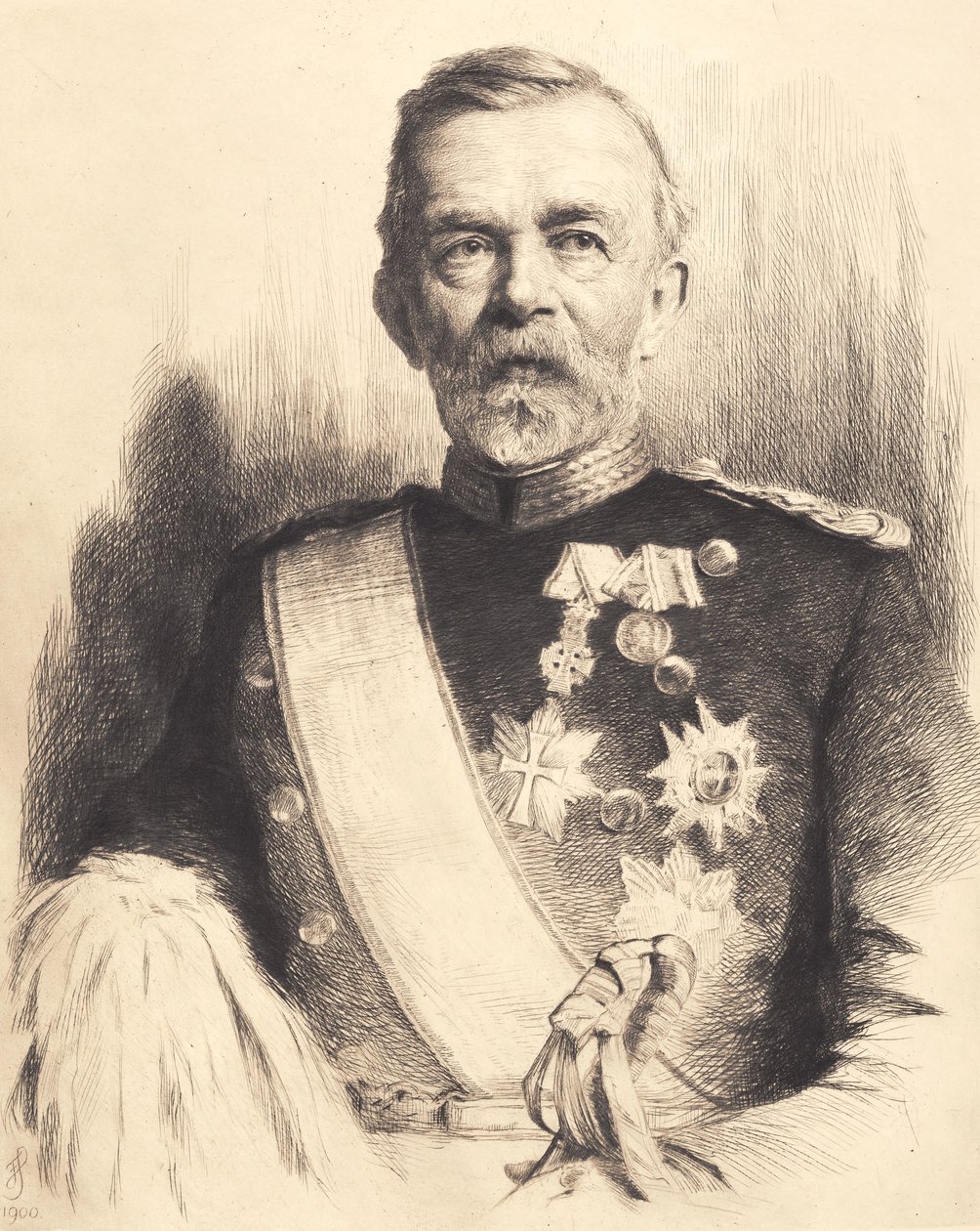 Portrait of Major General L. Koefoed by Frans Schwartz