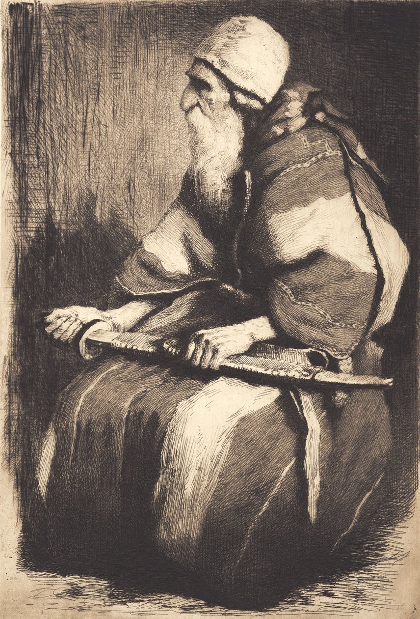 Study Figure: Old Bearded Man in Oriental Garb by Frans Schwartz