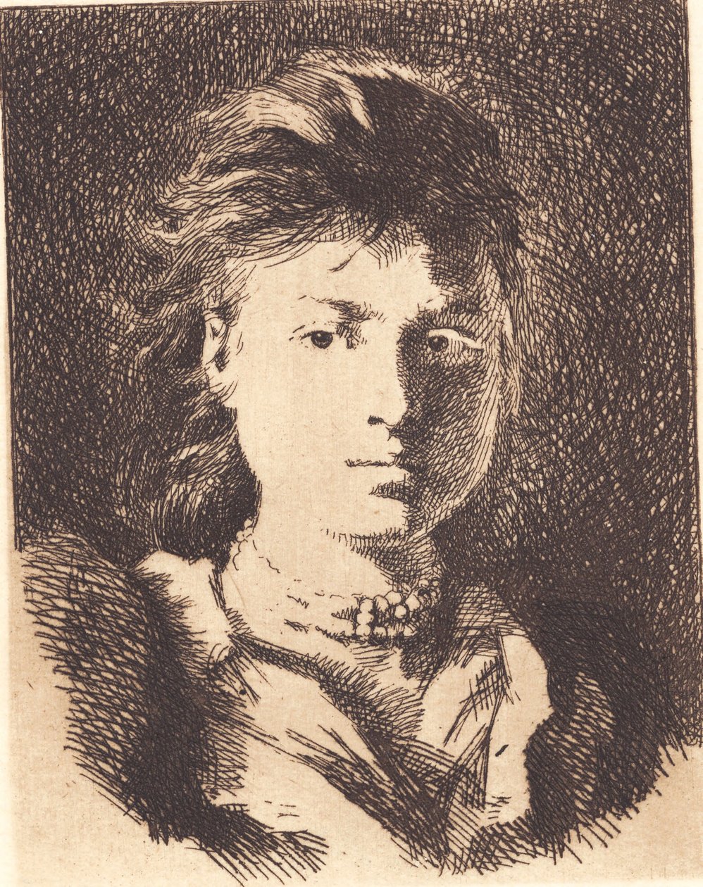 Unfinished Head of a Young Girl, Full Face by Frans Schwartz