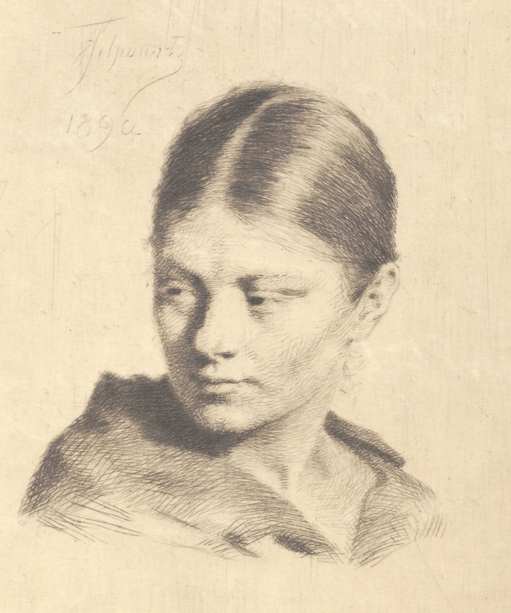 Young Girl Looking to the Side by Frans Schwartz