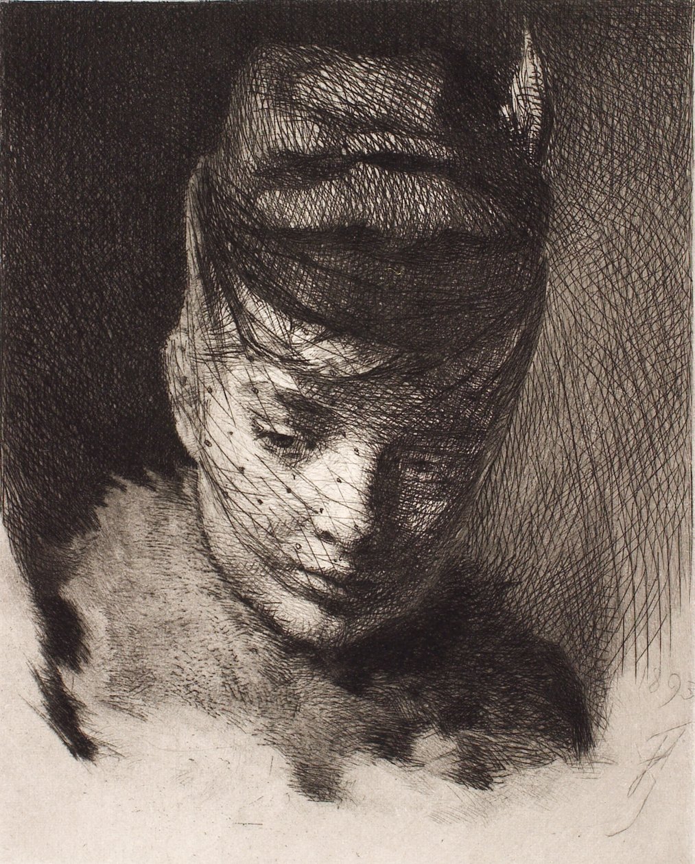 Young Girl with Cap and Veil by Frans Schwartz