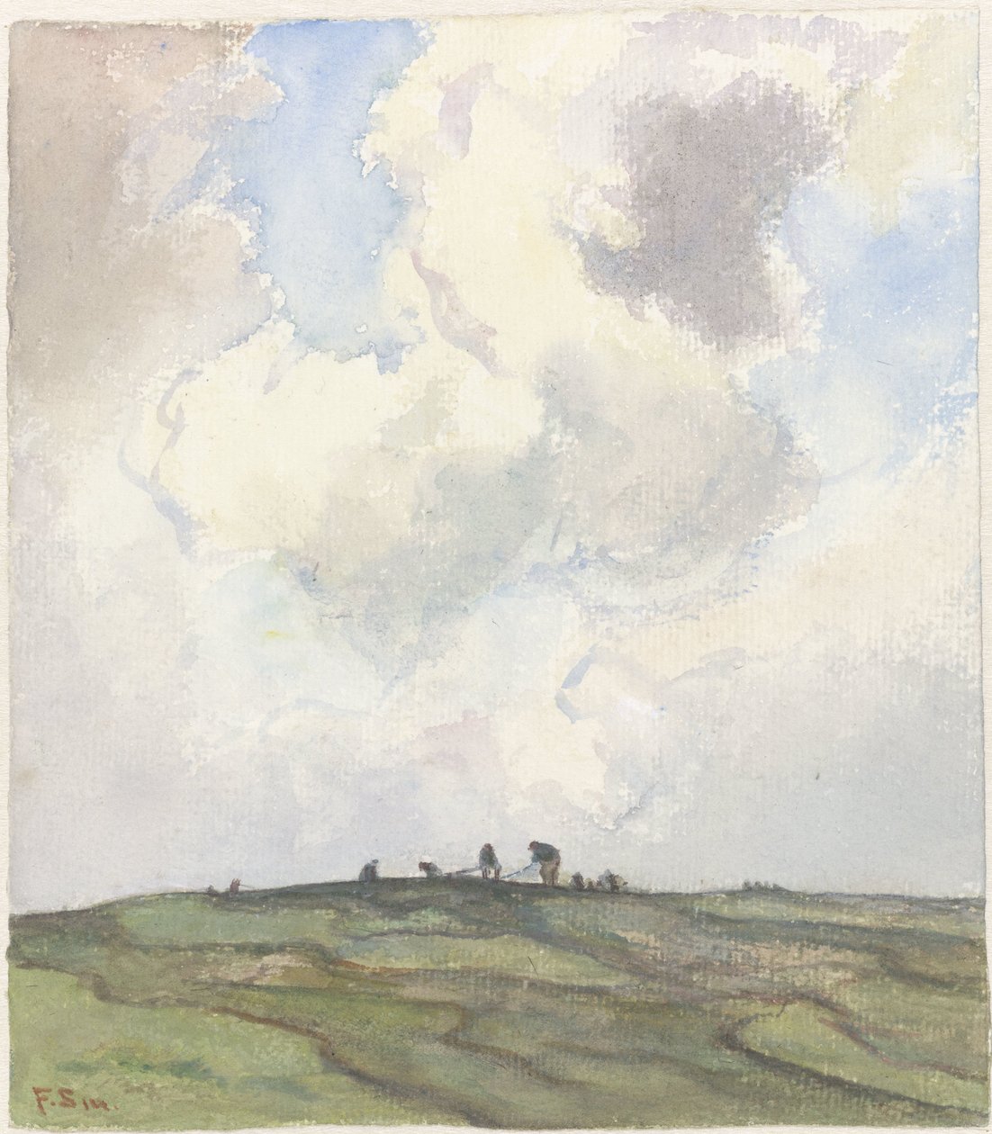 Mending Nets on a Lawn Behind the Dunes by Frans Alexander Evert Lodewijk Smissaert