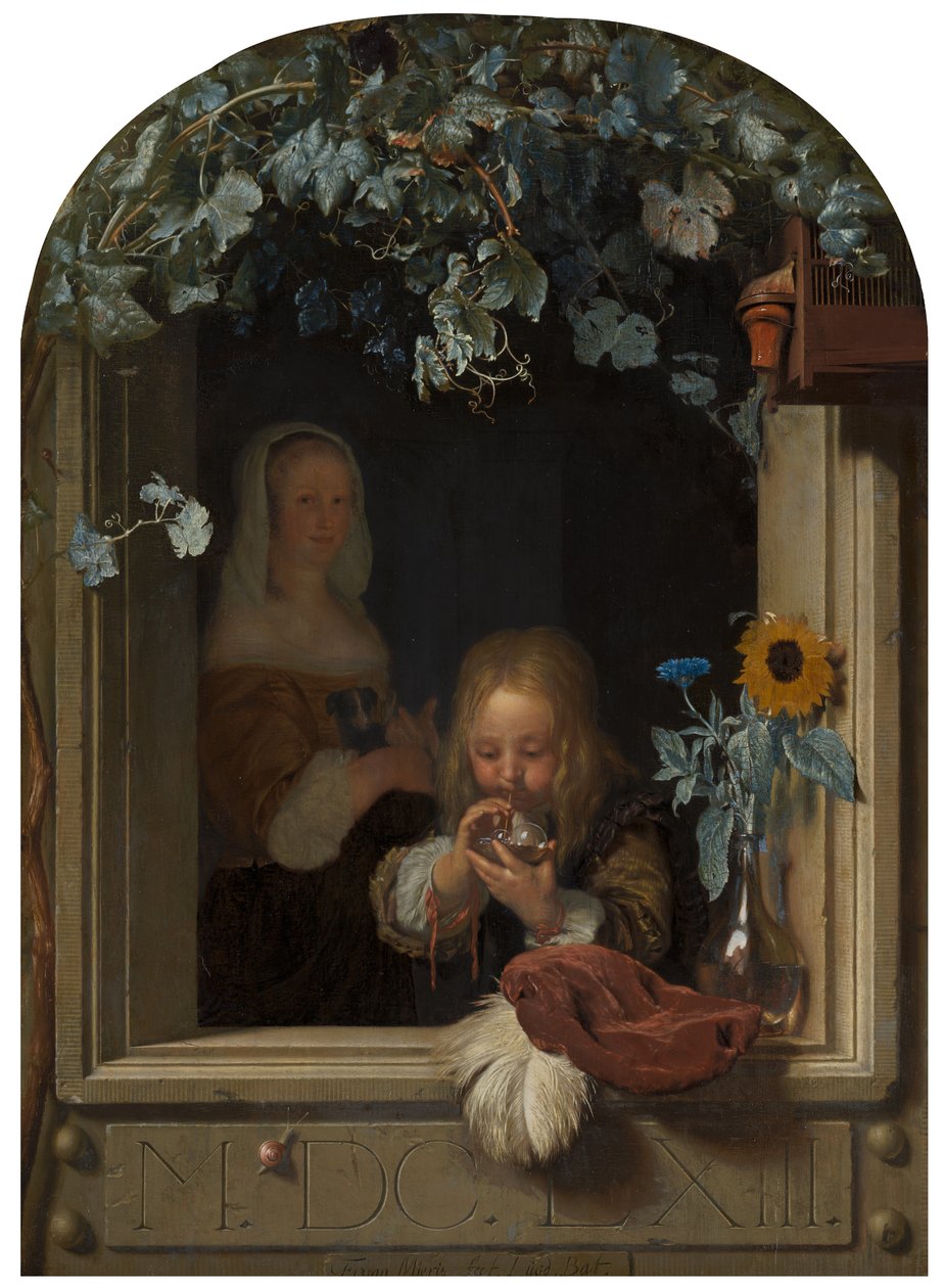 A Boy Blowing Bubbles, 1663 by Frans van Mieris
