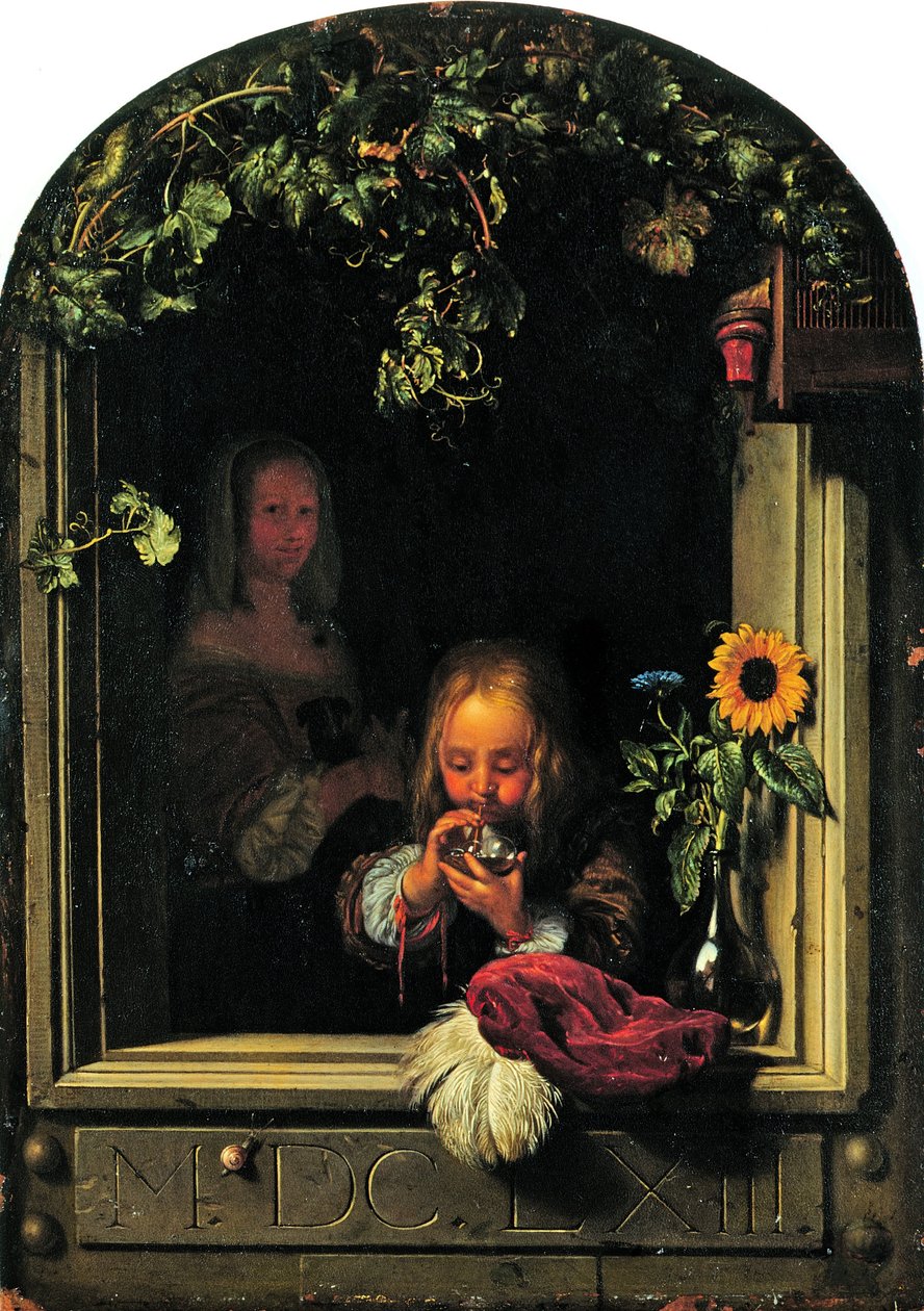 Boy Blowing Bubbles by Frans van Mieris the Elder