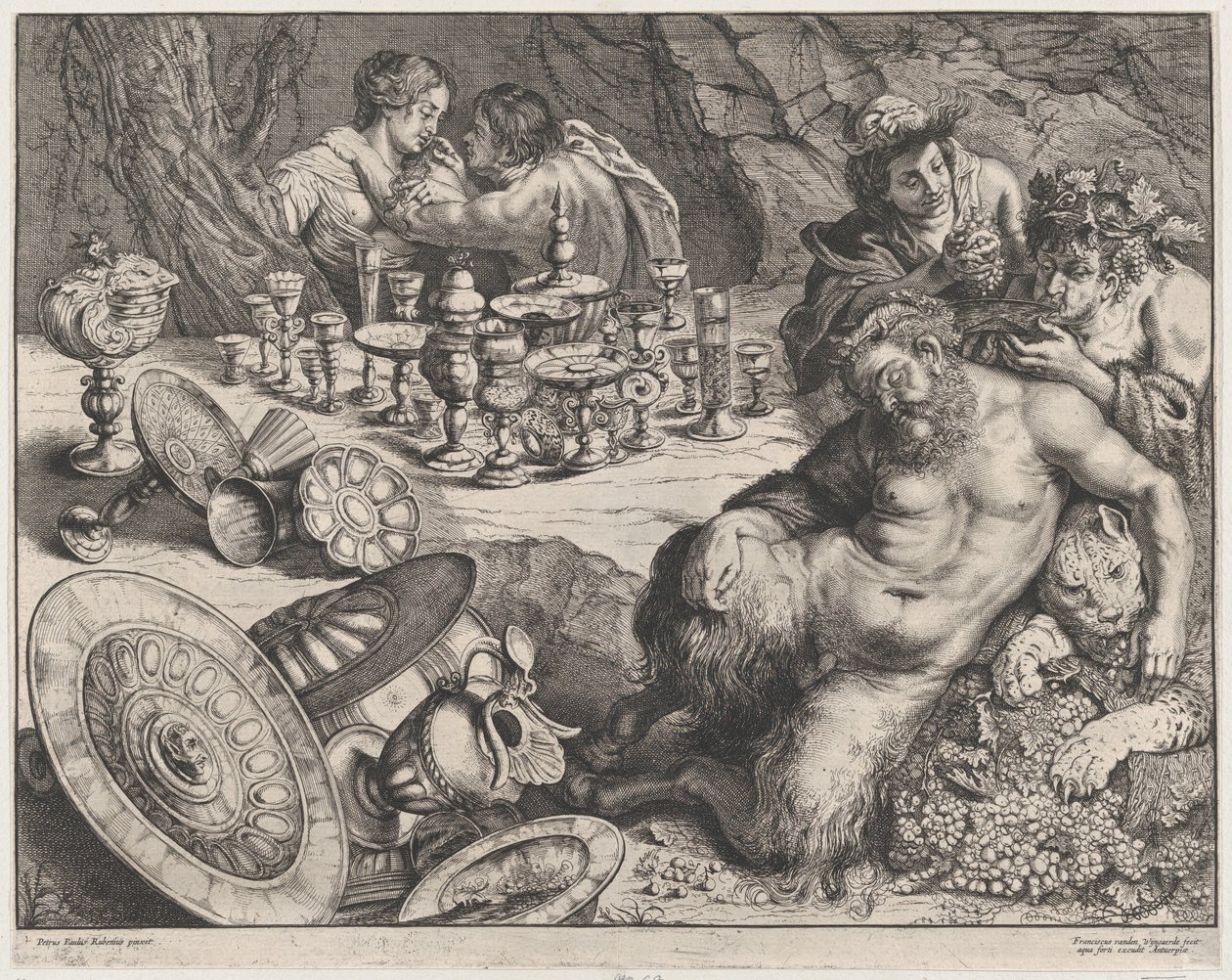 Bacchus and Drunken Silenus by Frans van den Wyngaerde