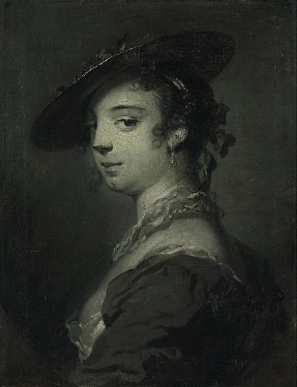 Portrait of a young lady, bust-length by Frans van der Mijn