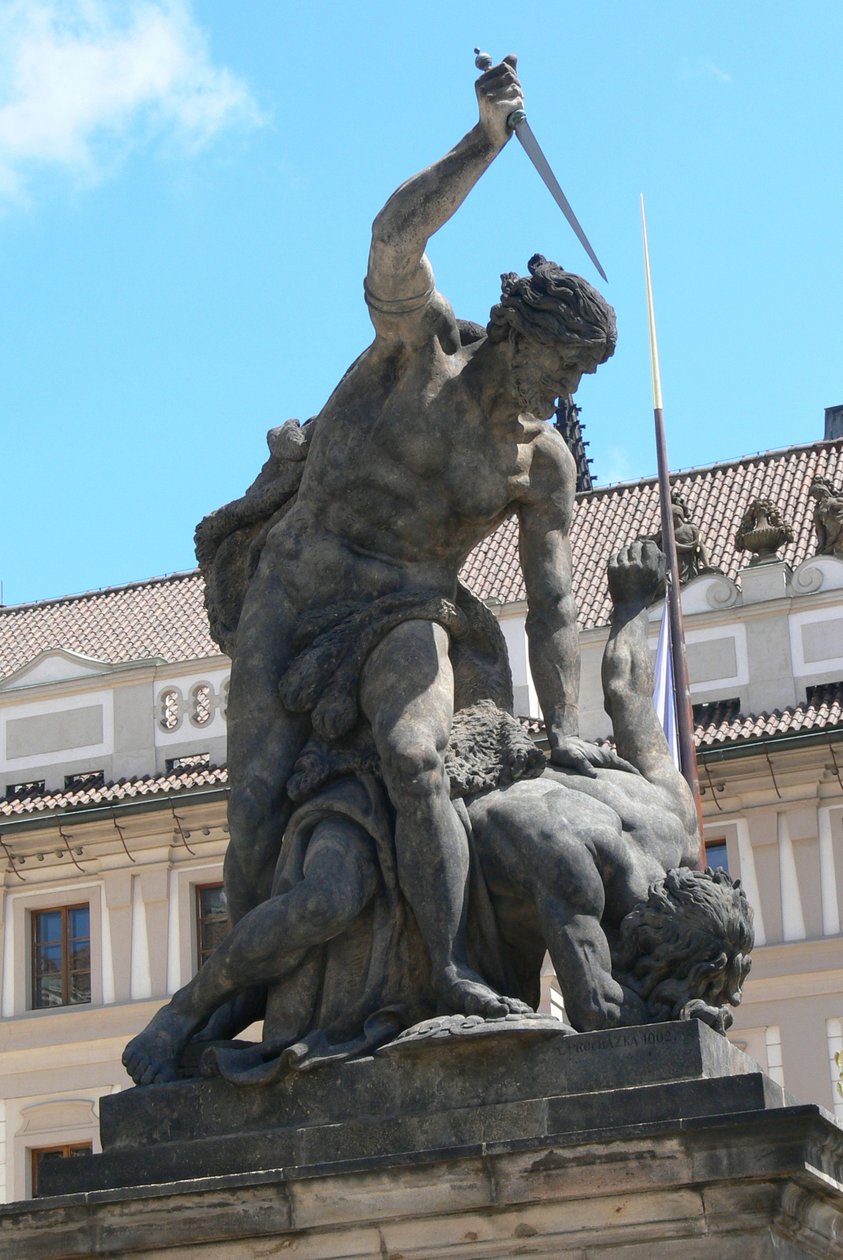 Statue of Fighting Giants, Outside Prague Castle and Presidential Palace Hradcany, 1st Courtyard by Franz Ignaz Platzer