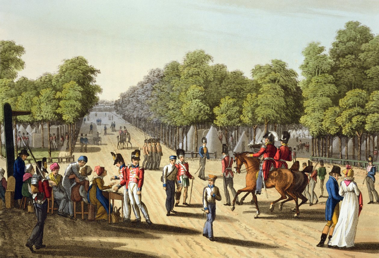 Encampment of the British Army in the Bois de Boulogne, engraved by Matthew Dubourg from 